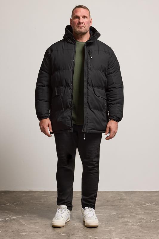 D555 Big & Tall Black Quilted Padded Jacket | BadRhino 2