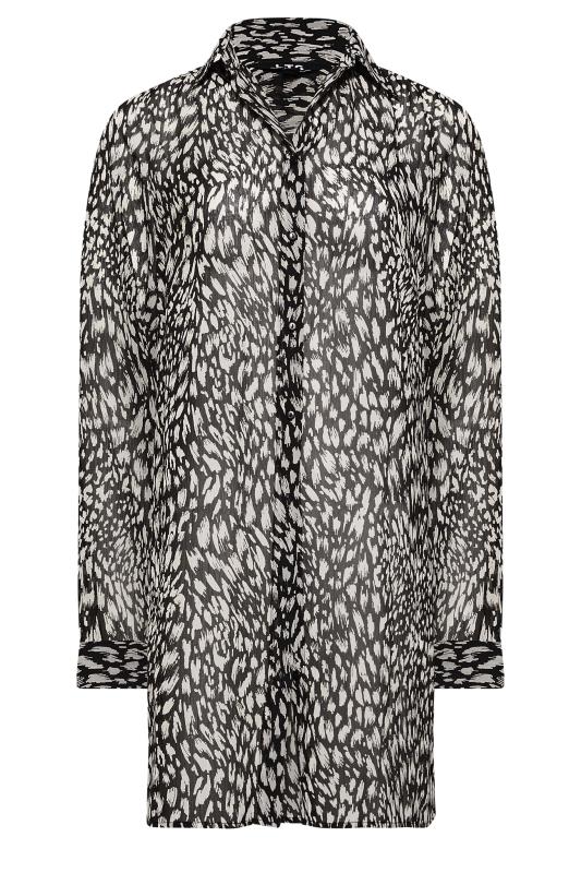 Tall Women's LTS Black Animal Leopard Print Longline Shirt | Long Tall Sally 6