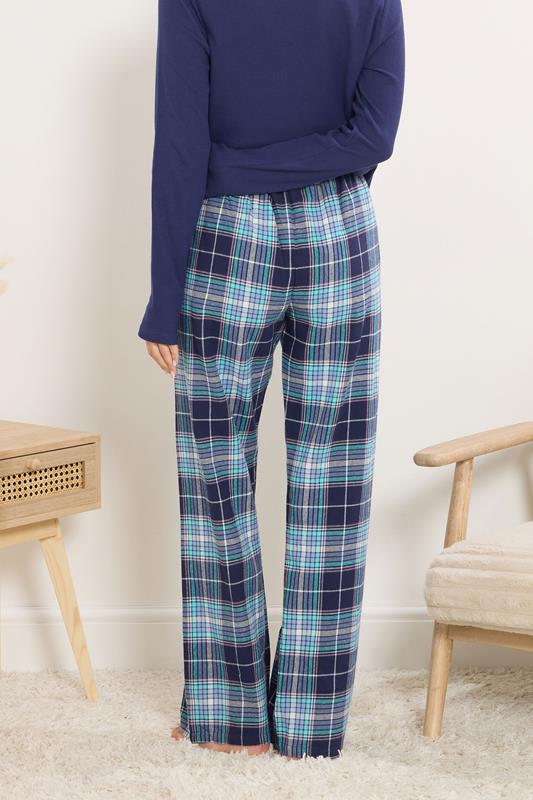 LTS Tall Blue Cotton Check Pyjama Bottoms | Long Tall Sally 3