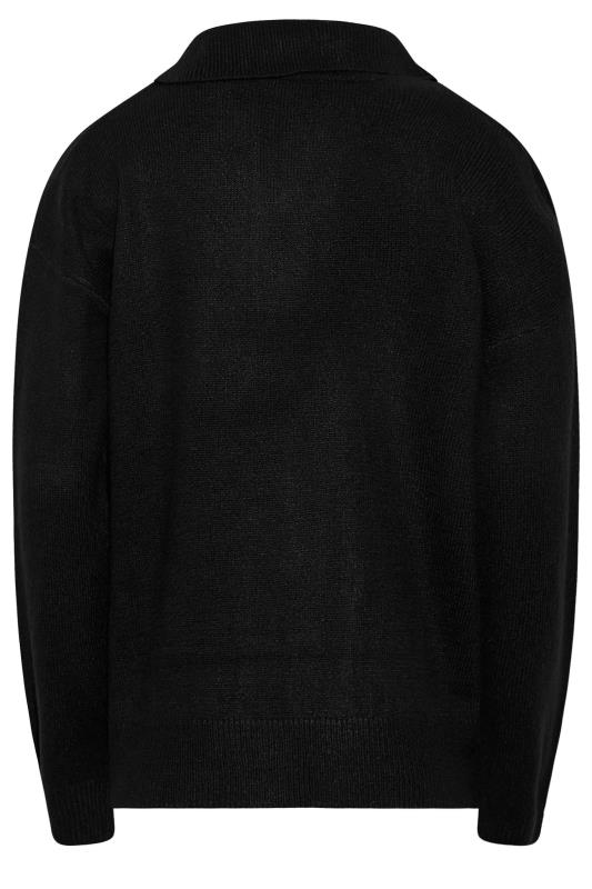 LTS Long Sleeve Black Button Placket Knit Jumper | Long Tall Sally 7