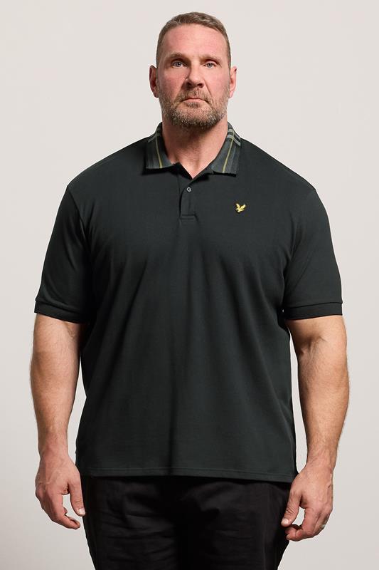  LYLE & SCOTT Big & Tall Black Tartan Collar Polo Shirt