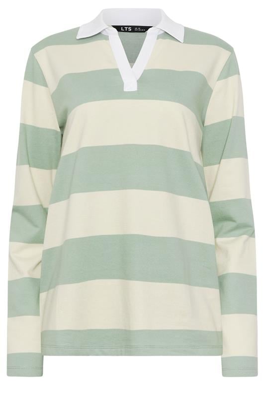 Tall  LTS Tall Mint Green & Cream Stripe Rugby Sweatshirt