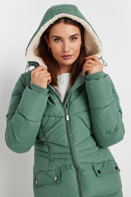 LTS Tall Women's Green Borg Hooded Padded Coat | Long Tall Sally  4