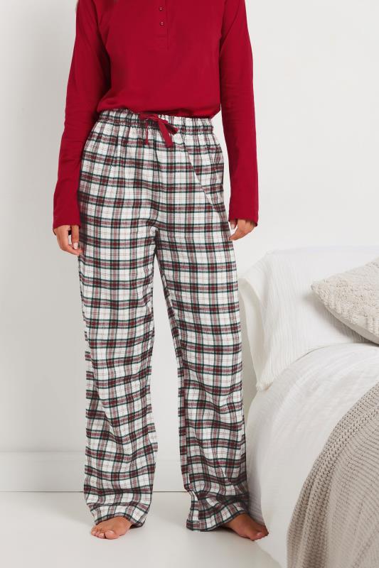 LTS Tall Ivory White Woven Check Pyjama Bottoms | Long Tall Sally 3