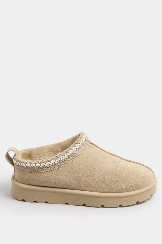 Brown Faux Suede Embroidered Mules In Standard Fit | Yours Clothing 3