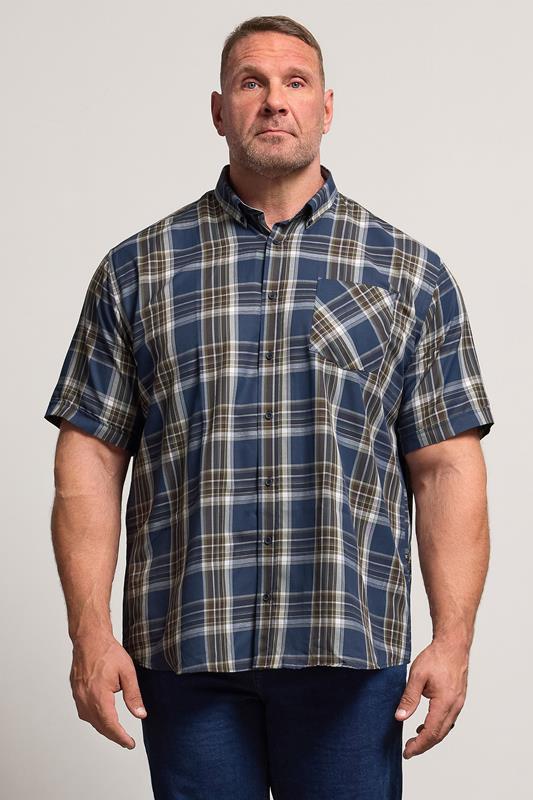 KAM Big & Tall Navy Blue Check Shirt
