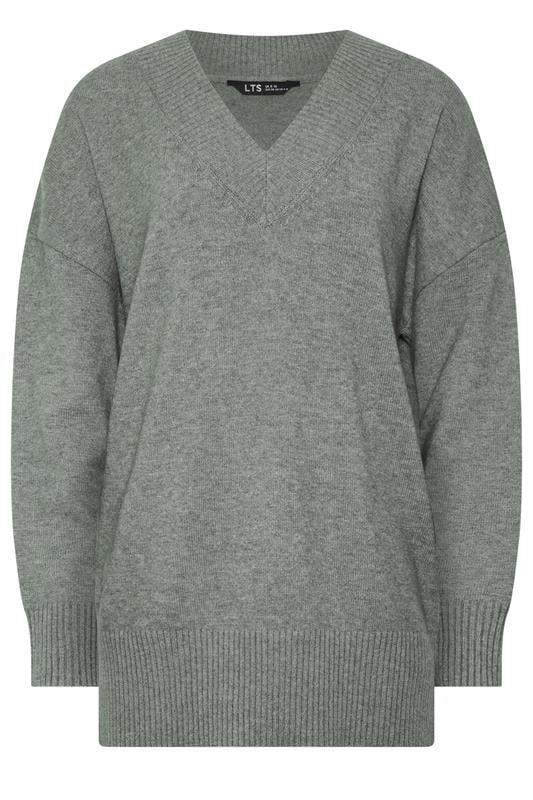 LTS Tall Women's Grey V-Neck Knitted Jumper | Long Tall Sally 5