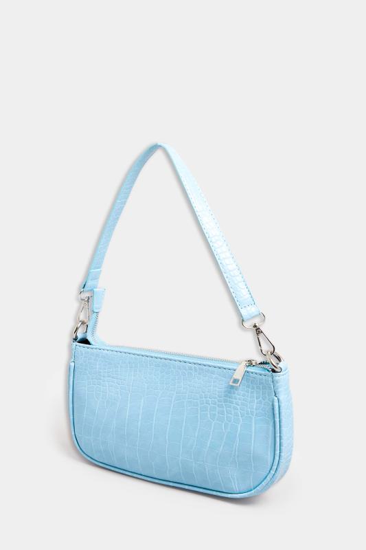 Light Blue Faux Croc Shoulder Bag | Yours Clothing 2
