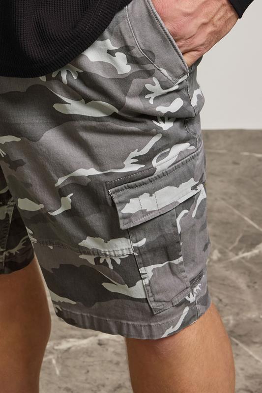 BadRhino Big & Tall Grey Camo Cargo Shorts | BadRhino 4