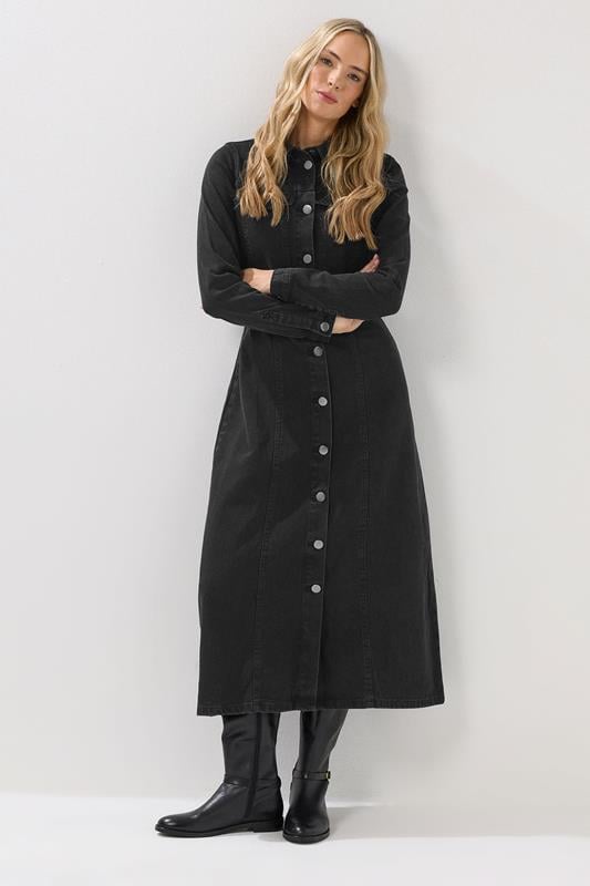 LTS Tall Blue Denim Long Sleeve Midi Dress | Long Tall Sally 1