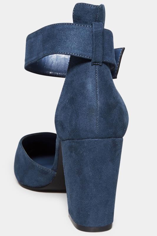 LTS Blue Pointed Block Heel Court Shoes In Standard Fit | Long Tall Sally 4