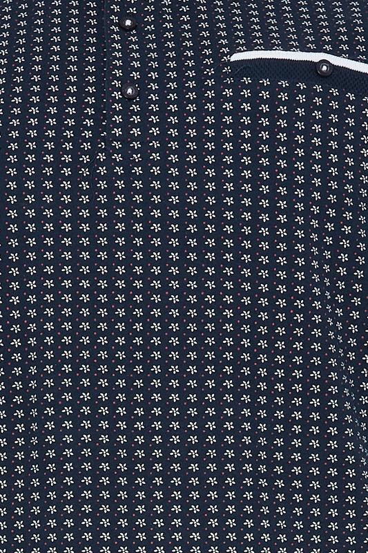 D555 Big & Tall Navy Blue Cotton Jacquard Polo Shirt | BadRhino 2