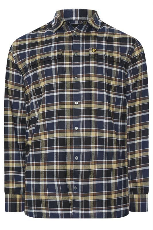 LYLE & SCOTT Big & Tall Blue & Green Brushed Cotton Check Shirt | BadRhino 3
