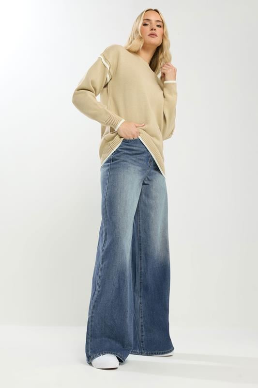 Tall  LTS Tall Blue Mid Wash Palazzo Wide Leg Jeans