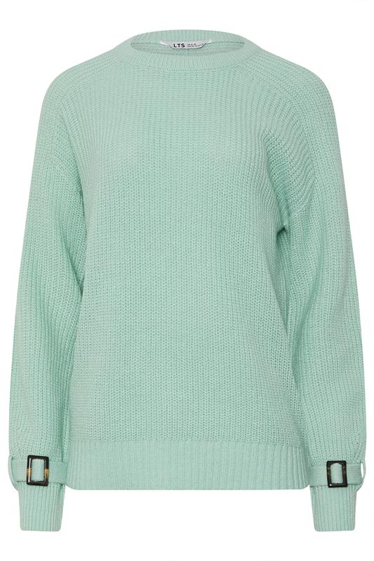 LTS Tall Green Knitted Buckle Sleeve Jumper | Long Tall Sally 5