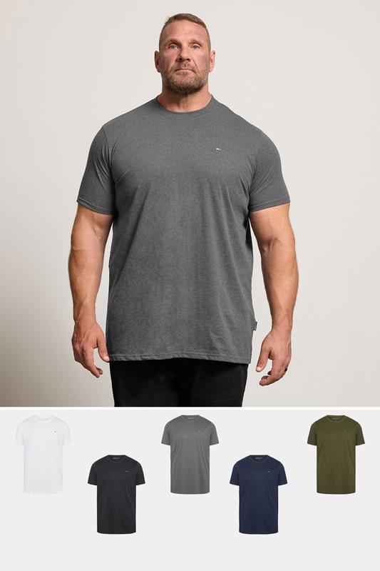 BadRhino Big & Tall 5 Pack Black/White/Navy Blue/Green/Grey Extra Long Core T-Shirts| BadRhino 1