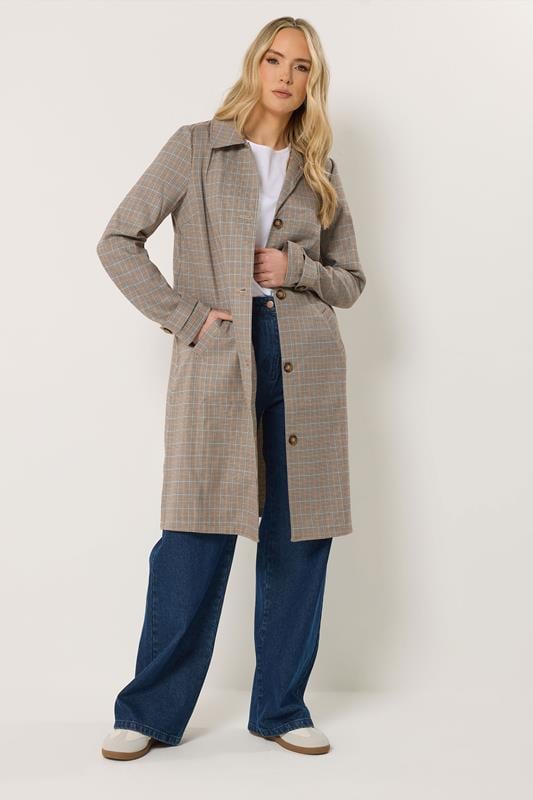 LTS Tall Women's Natural Brown Check Car Coat | Long Tall Sally  1