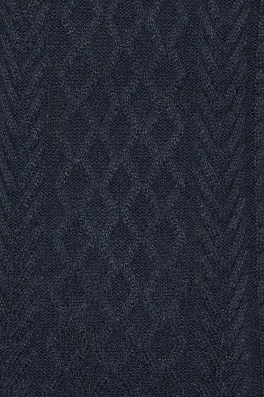 BadRhino Big & Tall Navy Blue Cable Knit Quarter Zip Jumper | BadRhino 7