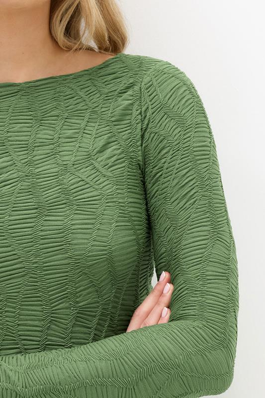 LTS Tall Green Textured Slash Neck Top | Long Tall Sally 5