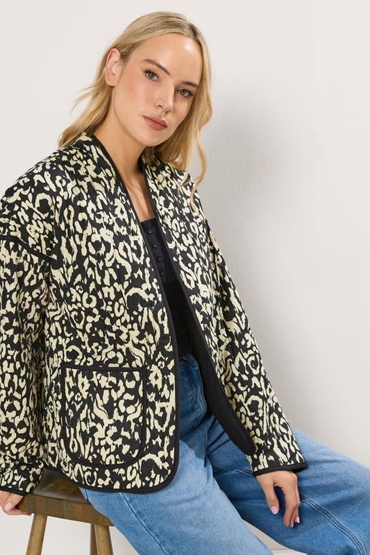 LTS Tall Black Abstract Quilted Jacket | Long Tall Sally 1