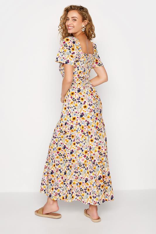 LTS Tall Women's Yellow Floral Print Shirred Maxi Dress | Long Tall Sally 3
