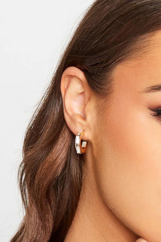 Plus Size  Yours Diamante Small Gold Hoop Earrings