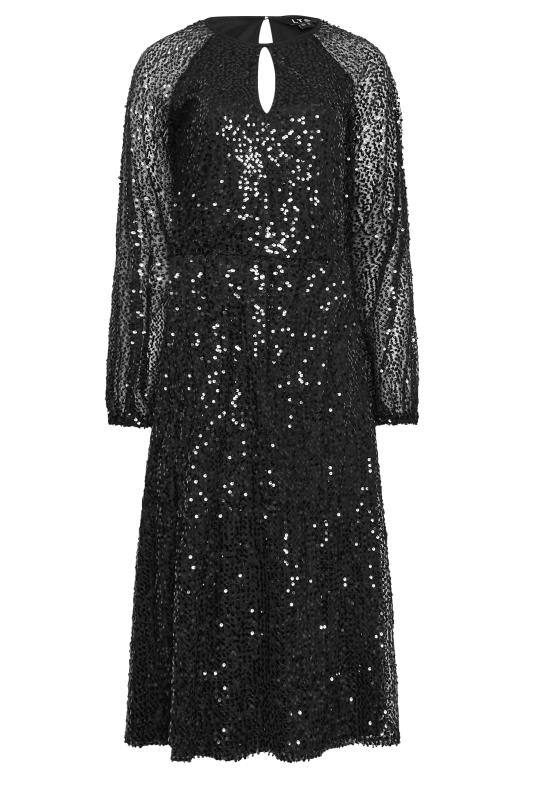 LTS Tall Black Sequin Embellished Keyhole Midi Dress | Long Tall Sally 7