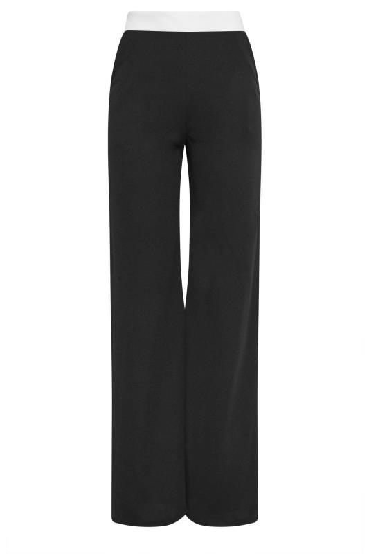 LTS Tall Black & White Contrast Waistband Wide Leg Trousers | Long Tall Sally 5