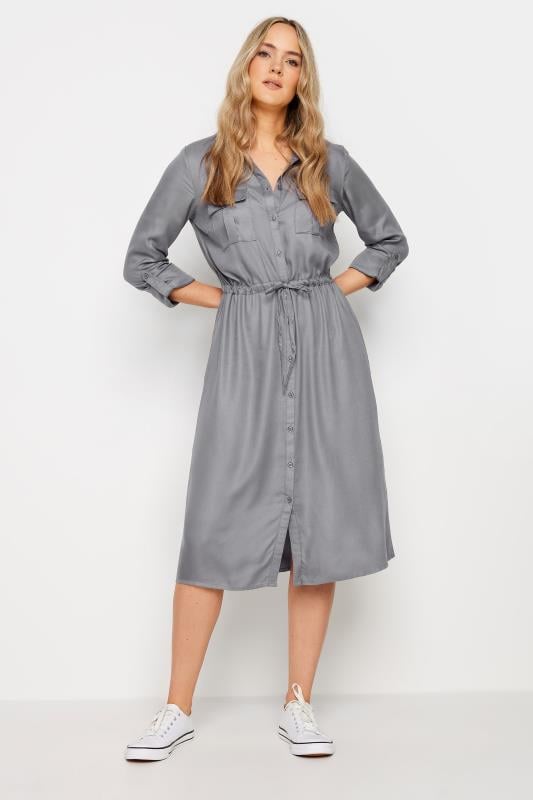 LTS Tall Grey Midi Utility Shirt Dress | Long Tall Sally 2
