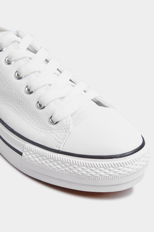 White Canvas Platform Trainers In Wide Fit | Yours Clothing 5