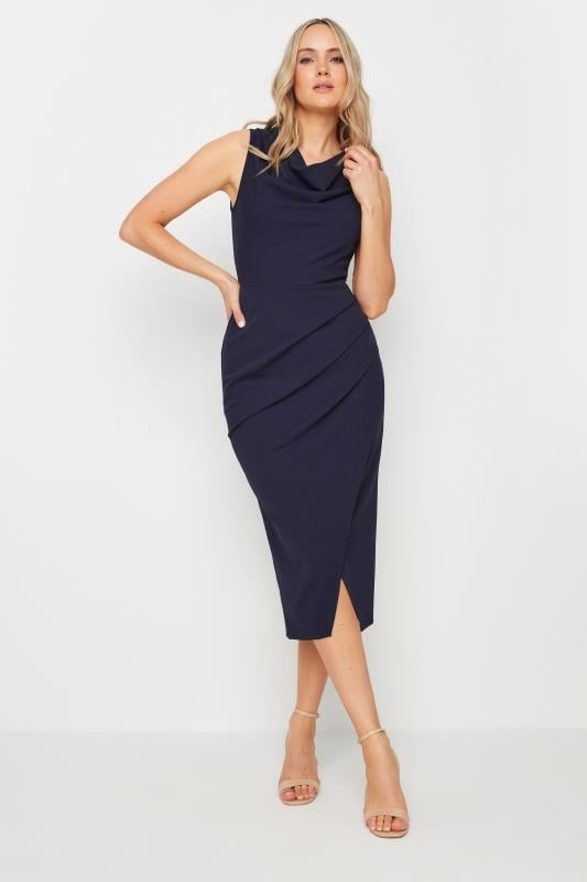 LTS Tall Women's Navy Blue Cowl Neck Wrap Dress | Long Tall Sally 4