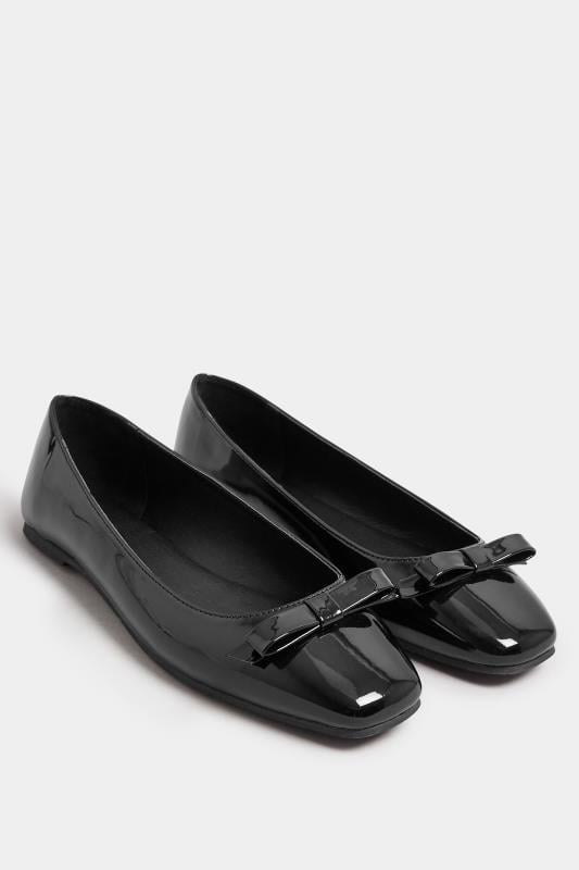 LTS Women's Black Patent Ballet Pumps In Standard Fit | Long Tall Sally 2