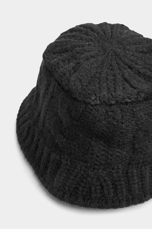 Plus Size Black Cable Knit Bucket Hat | Yours Clothing 4
