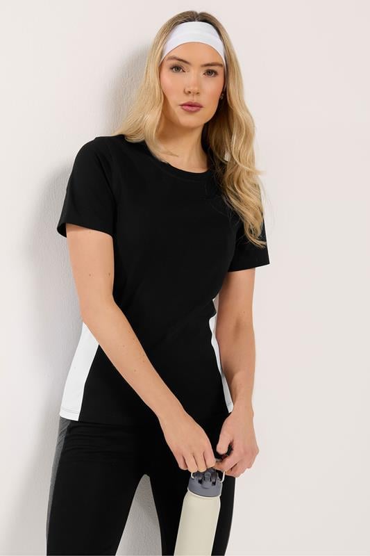 Tall  LTS Tall Black Active Colour Block Short Sleeve Top
