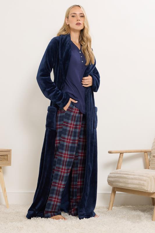 LTS Tall Navy Blue & Red Cotton Check Pyjama Bottoms | Long Tall Sally 4