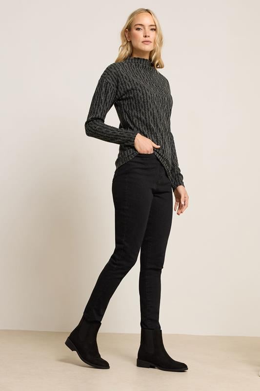 LTS Tall Charcoal Grey Knit Funnel Top | Long Tall Sally 2