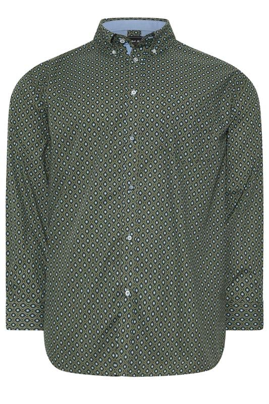 KAM Big & Tall Forest Green Geometric Shirt | BadRhino 1
