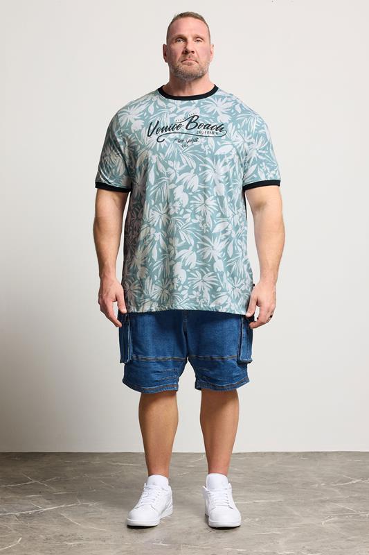 D555 Big & Tall Blue 'Venice Beach' Print T-Shirt | BadRhino 1