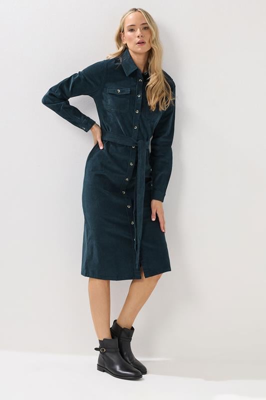 Tall  LTS Tall Dark Blue Cord Shirt Dress