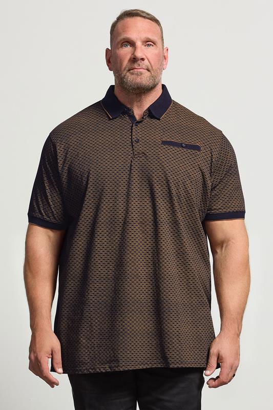 D555 Big & Tall Black Jacquard Polo Shirt
