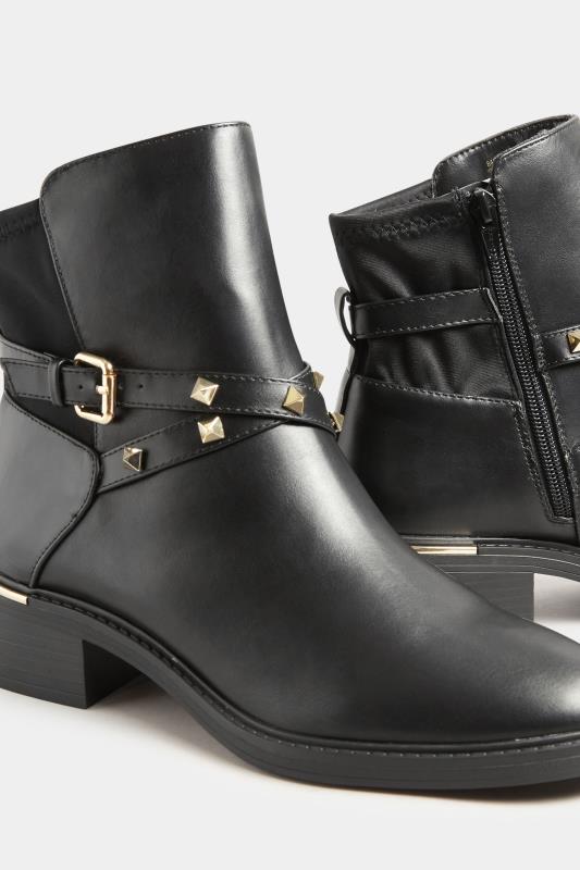 LTS Black & Gold Hardware Chelsea Boots In Standard Fit | Long Tall Sally 5