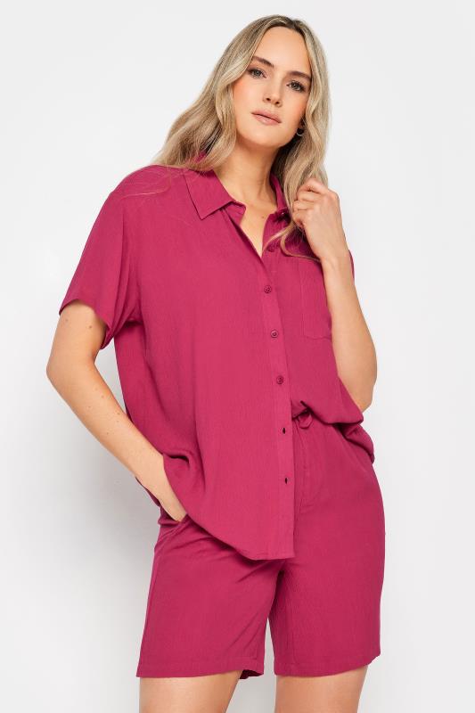 LTS Tall Womens Pink Textured Shirt | Long Tall Sallly 1