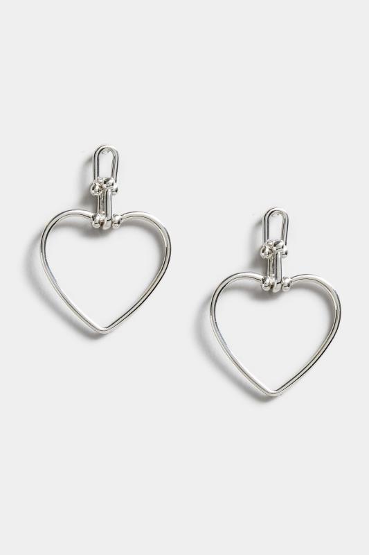 Silver Heart Chain Earrings | Yours Clothing 2