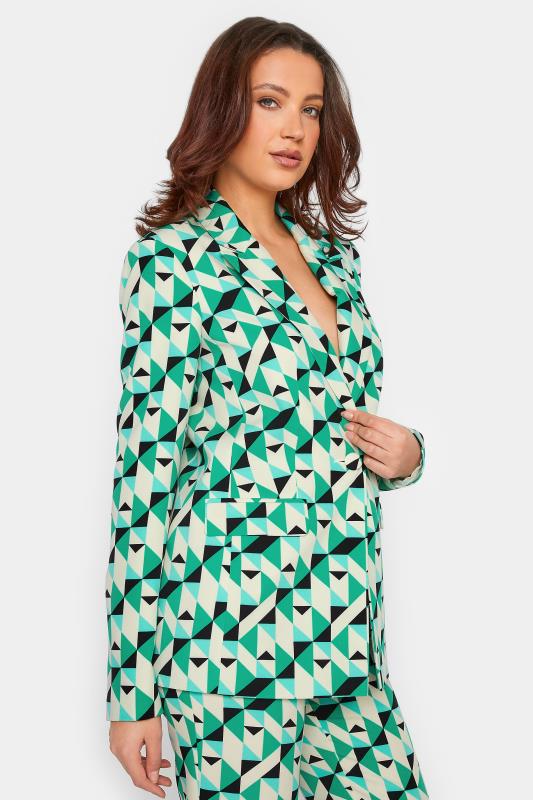 LTS Tall Green & White Geometric Print Tailored Blazer | Long Tall Sally  4
