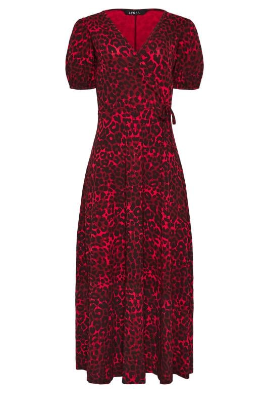 LTS Tall Women's Burgundy Red Leopard Print Wrap Midi Dress | Long Tall Sally 5