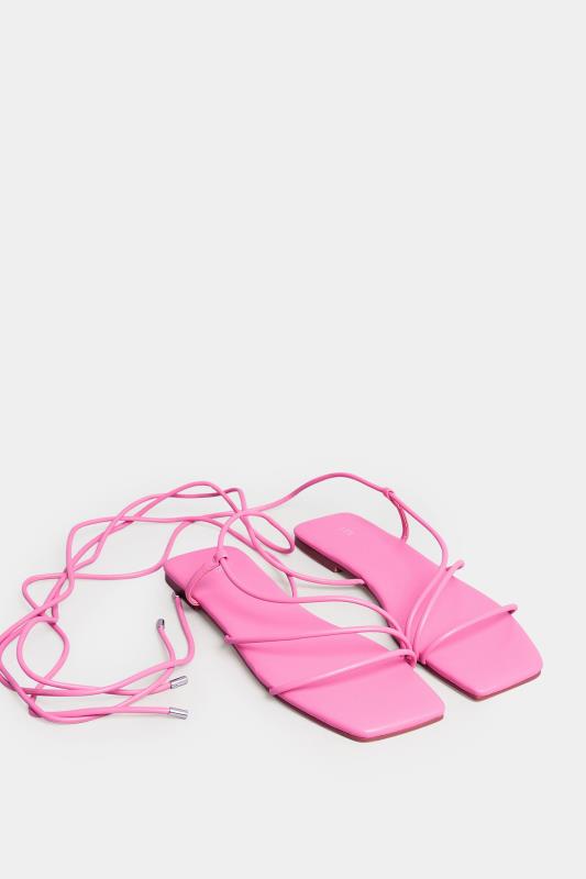 LTS Pink Strappy Flat Sandals In Standard Fit | Long Tall Sally 2