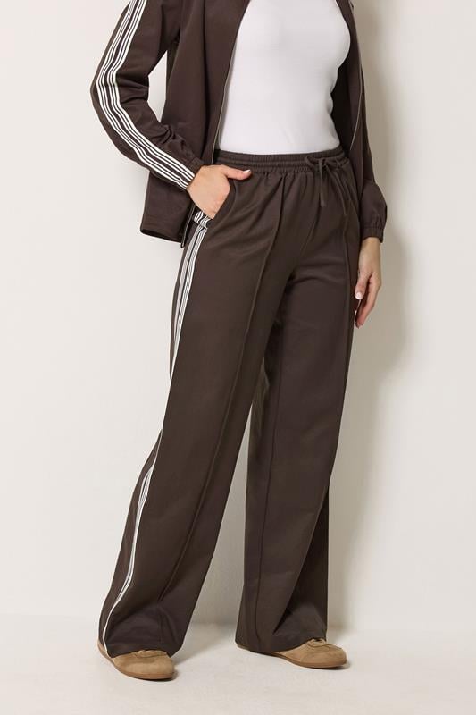 LTS Tall Women's Chocolate Brown Side Stripe Wide Leg Trousers | Long Tall Sally 4