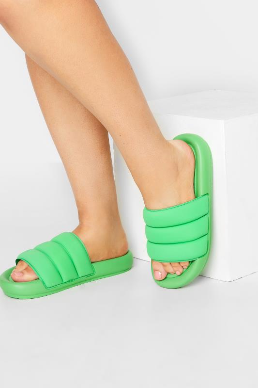 Plus Size  LIMITED COLLECTION Green Padded Sliders In Wide E Fit