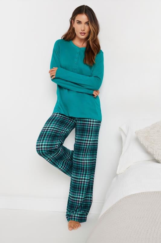 Tall  LTS Tall Turquoise Blue Woven Check Pyjama Bottoms