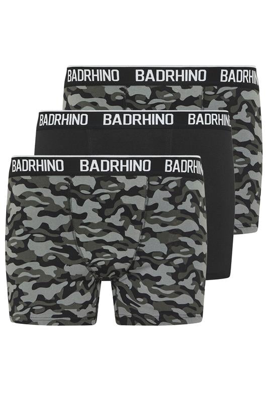 BadRhino Big & Tall 3 PACK Black/Grey/Green Camo Boxers